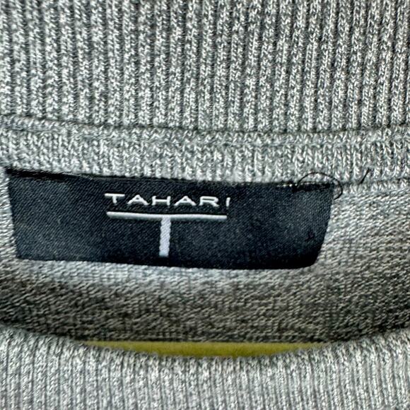 Tahari Gray Long Sleeve Ruffled Long Sleeve Tight Knit Pullover Sweater Size S - Picture 5 of 8